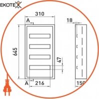 Enext s0100218 корпус металлический e.mbox.pro.n.48z ip54 навесной на 48 модулей с замком
