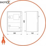 Enext CP5212 корпус ударопрочный из абс-пластика e.plbox.300.400.165.1f.15m.tr, 300х400х165мм, ip65 с прозрачными дверцами, панель под 1 - фазный счетчик и 15 модули