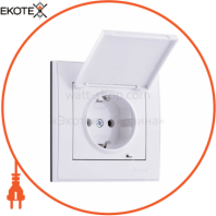 Розетка з/з з кришкою - FireProof Бакеліт 703-0202-123B Колір Білий/Білий 250V 16A~