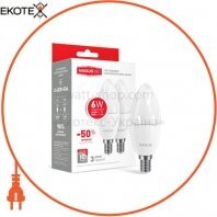 Набір LED ламп MAXUS C37 6W яскраве світло E14 (по 2 шт.) (2-LED-534-02), Maxus, 2-LED-534-02