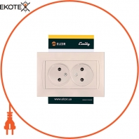 Розетка подвійна без заземлення Emily 9215 крем ELCOR