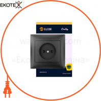 Розетка без заземлення Emily 9215 чорна ELCOR