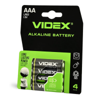 Батарейка лужна Videx LR03/AAA 4шт Blister Card, Videx, 21165