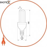 Enext 170001 лампа энергосберегающая e.save.2u.e14.3.4200, тип 2u, патрон е14, 3w, 4200 к