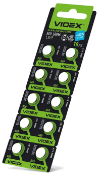 Батарейка часовая Videx  AG 9 (LR936)  blister card 10 pc 100 шт/уп