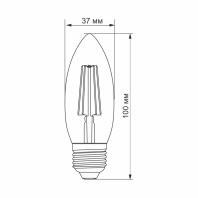 LED лампа VIDEX Filament C37F 4W E27 4100K, Videx, 23681