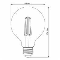 LED лампа VIDEX Filament G95FAD 7W E27 2200K дімерна бронза, Videx, 23977
