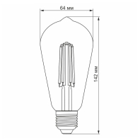 LED лампа VIDEX Filament ST64FAD 6W E27 2200K дімерна бронза, Videx, 23978