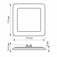 LED світильник вбудований квадрат VIDEX 12W 5000K, Videx, 24073