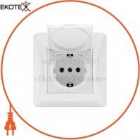 VIDEX BINERA Розетка біла 1а із заземленням і кришкою (VF-BNSK1GC-W) (20/120), Videx, 24436