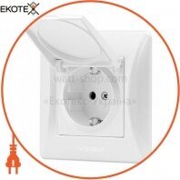VIDEX BINERA Розетка біла 1а із заземленням і кришкою (VF-BNSK1GC-W) (20/120), Videx, 24436