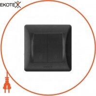 VIDEX BINERA Выключатель 2кл проходной черный графит (VF-BNSW2P-BG) (20/120)