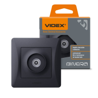 Розетка TV одинарна телевізійна чорний графіт VIDEX BINERA, Videx, 24470