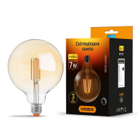 LED лампа VIDEX Filament G125FAD 7W E27 2200K дімерна бронза, Videx, 24561