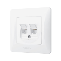 Розетка CAT6+CAT3 подвійна біла VIDEX BINERA, Videx, 24573