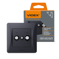 Розетка TV+SAT кінцева чорний графіт VIDEX BINERA, Videx, 24622