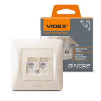 Розетка CAT6+CAT3 подвійна кремова VIDEX BINERA, Videx, 24700