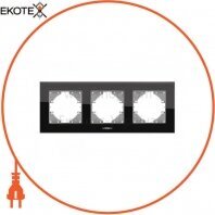 VIDEX BINERA Рамка черное стекло 3 поста горизонтальная (VF-BNFRG3H-B) (6/48)