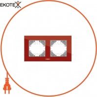 VIDEX BINERA Рамка красное стекло 2 поста горизонтальная (VF-BNFRG2H-RD) (6/48)