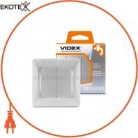 VIDEX BINERA Вимикач 2кл срібний шовк (VF-BNSW2-SS) (20/120)