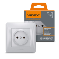 VIDEX BINERA Розетка 1ая серебряный шёлк (VF-BNSK1-SS) (20/120)