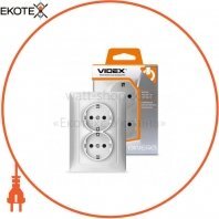 Videx 24902 videx binera розетка 2ая с заземлением серебряный шёлк (vf-bnsk2g-ss) (10/80)