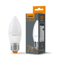 LED лампа VIDEX C37e 7W E27 3000K 220V 20шт/ящ