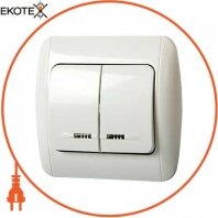 Enext s035041c выключатель e.install.stand.812l+f.cer двухклавишный с подсветкой с рамкой