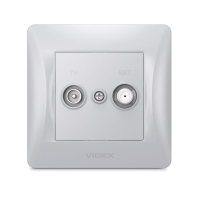 Розетка TV+SAT кінцева срібний шовк VIDEX BINERA, Videx, 25037