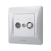 Розетка TV+SAT кінцева срібний шовк VIDEX BINERA, Videx, 25037