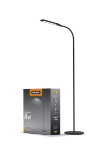 LED торшер чорний VIDEX VL-TF0702B 8W 3000-5500K, Videx, 25049