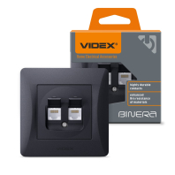 VIDEX BINERA Розетка CAT6+CAT6 двойная компьютерная черный графит (VF-BNSK2PC6-BG) (20/120)