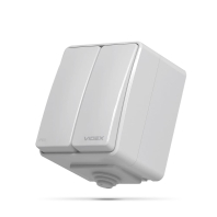 VIDEX BINERA IP65 Выключатель наружный 2кл серый (VF-BNW12-G) (10/100)