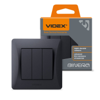 VIDEX BINERA Выключатель 3кл черный графит (VF-BNSW3-BG) (20/120)