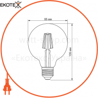 LED лампа TITANUM Filament G95 6W E27 2200K бронза