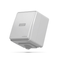 VIDEX BINERA IP65 Выключатель наружный 1кл с подсветкой серый (VF-BNW11L-G) (10/100)