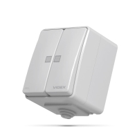 VIDEX BINERA IP65 Выключатель наружный 2кл с подсветкой серый (VF-BNW12L-G) (10/100)