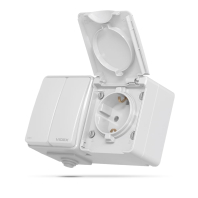 VIDEX BINERA IP65 Розетка наружная 1ая с заземлением и выключатель 2кл серый (VF-BNW32-G) (5/50)
