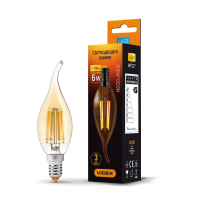 LED лампа VIDEX Filament C37FtA 6W E14 2200K бронза, Videx, 25797