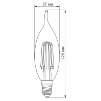 LED лампа VIDEX Filament C37FtA 6W E14 2200K бронза, Videx, 25797
