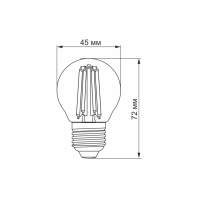 LED лампа VIDEX Filament G45FA 6W E27 2200K бронза, Videx, 25800