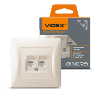 Розетка CAT6+CAT6 комп'ютерна подвійна кремова VIDEX BINERA, Videx, 26117