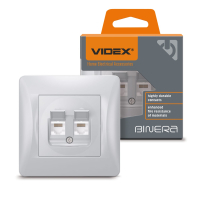 Розетка CAT6+CAT6 комп'ютерна подвійна срібний шовк VIDEX BINERA, Videx, 26118