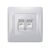 VIDEX BINERA Розетка CAT6+CAT6 двойная компьютерная серебряный шёлк (VF-BNSK2PC6-SS) (20/120)