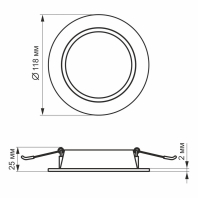 LED світильник Back вбудований круглий VIDEX 6W 5000K, Videx, 26338