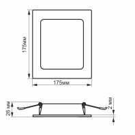 LED світильник Back вбудований квадрат VIDEX 16W 5000K, Videx, 26342
