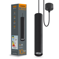 LED світильник підвісний накладний VIDEX 10W 4100K чорний, Videx, 26483
