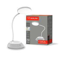 LED лампа настiльна з акумулятором TITANUM TLTF-022G 7W 3000-6500K USB сіра, Titanum, 26843