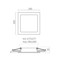 LED світильник Back вбудований квадратний VIDEX 26W 5000K, Videx, 26904