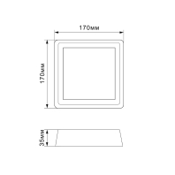LED Світильник квадратний накладний TITANUM 18W 5000K 220V, Titanum, 27088